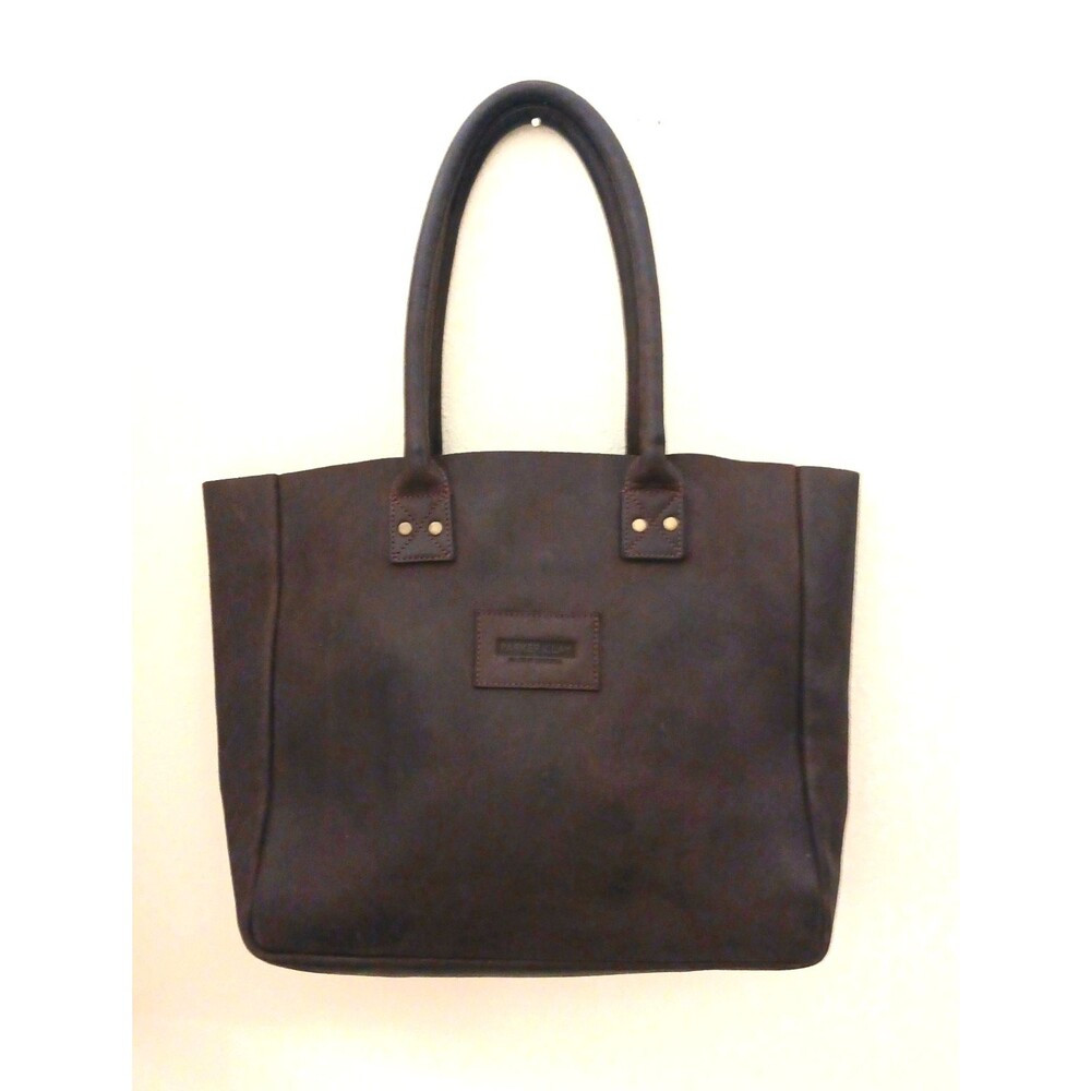 Parker Clay  Dk Brown Full Grain Leather Lg Tote Bag Made in Ethiopia